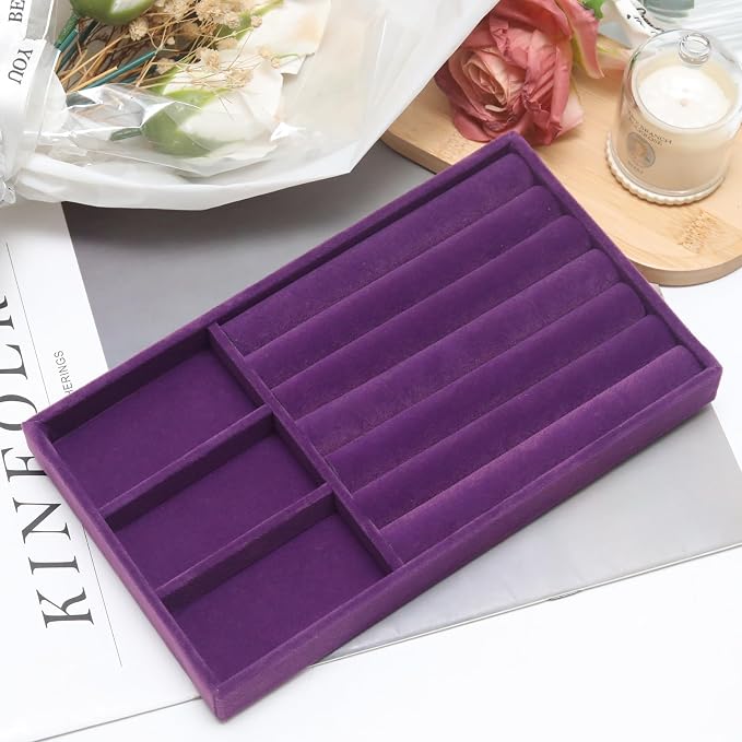 Velvet Jewelry Trays for Drawers, 2-in-1 | Stackable Jewelry Drawer Organizer - Image 4