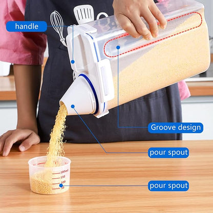 2 Pcs 5.5 LB Rice Storage Container, Airtight Cereal Flour Dispenser - Image 6