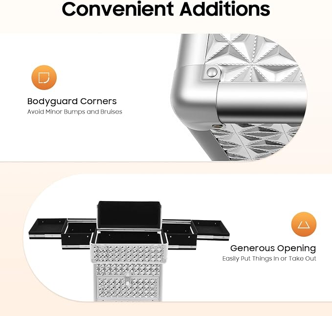 Rolling Makeup Train Case with Drawers, Portable Rolling Makeup Cart with Wheels - Image 8