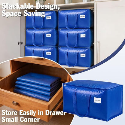 KYODOLED 4-Pack Extra Large Moving Bags, Lightweight Blue Storage Totes 24 Gal - Image 6