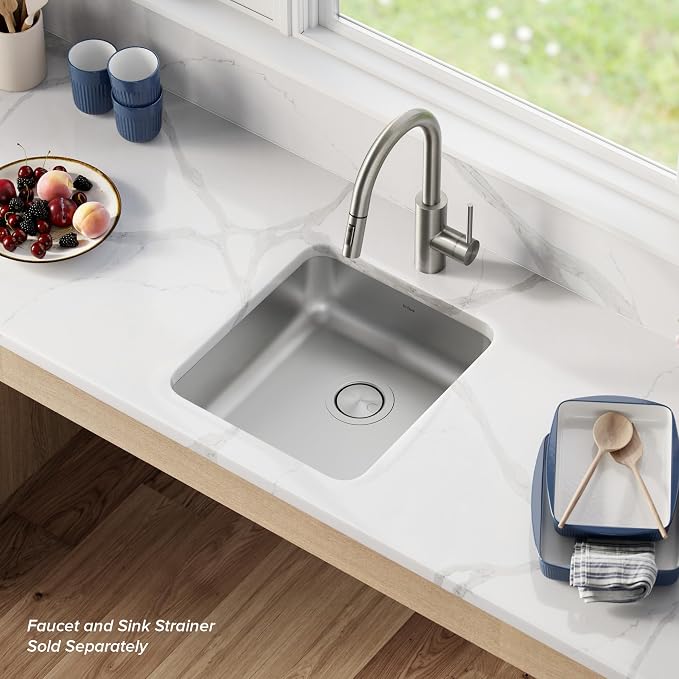 KRAUS Dex 17-inch Undermount 16 Gauge Stainless Steel Single Bowl ADA Kitchen - Image 9