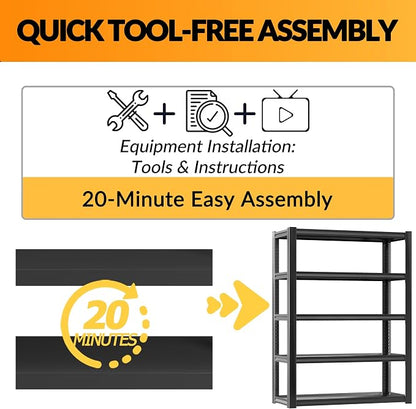 BESFUR 71" H Wider Garage Shelving, 3000LBS 5-Tier Storage Shelves, Heavy Duty - Image 7