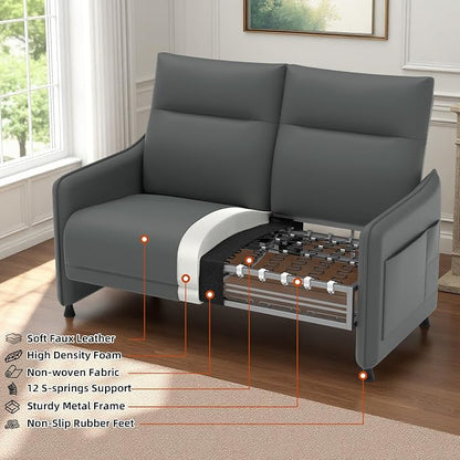 Faux Leather Loveseat, Upholstered Loveseat - Image 7