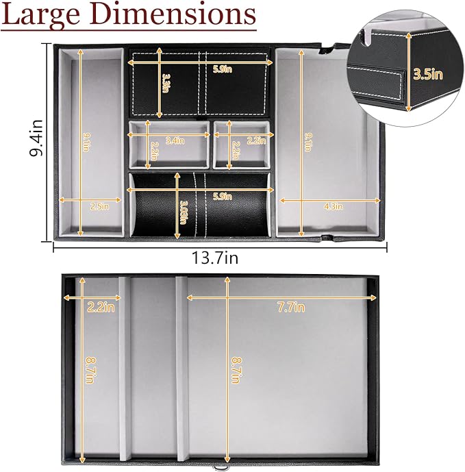 Baoyun Valet Tray for Men, 2 Layers Nightstand Organizers for Men and Women - Image 6