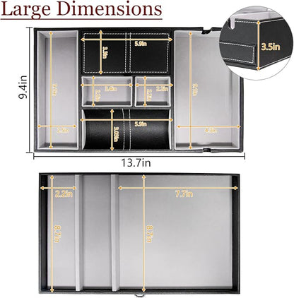 Baoyun Valet Tray for Men, 2 Layers Nightstand Organizers for Men and Women - Image 6
