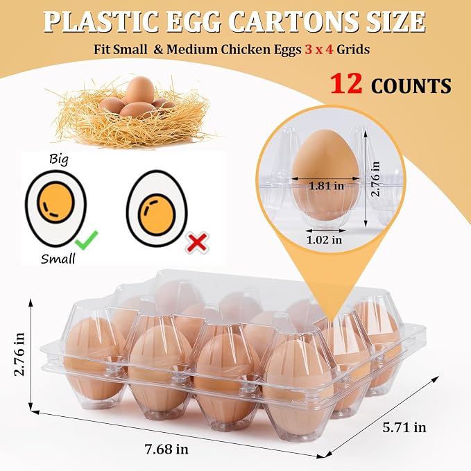 120 Pack Egg Cartons 12 Count, Plastic Egg Cartons Cheap Bulk - Image 2