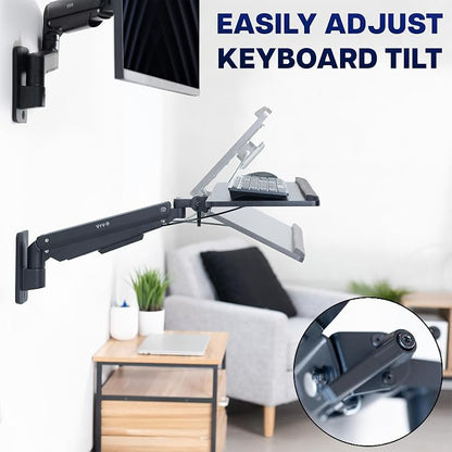 VIVO Sit-Stand 24 Inch Pneumatic Spring Keyboard and Mouse Tray Wall Mount - Image 7