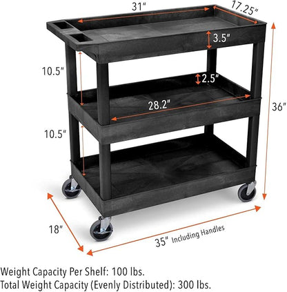 Tubstr 3-Tier Rolling Utility Cart - Image 6