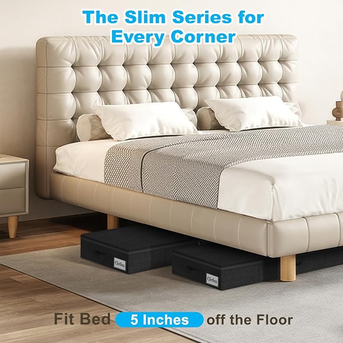 Under Bed Storage Container Bins 4 Pack, 5 Inch Thin Low Profile Underbed - Image 3
