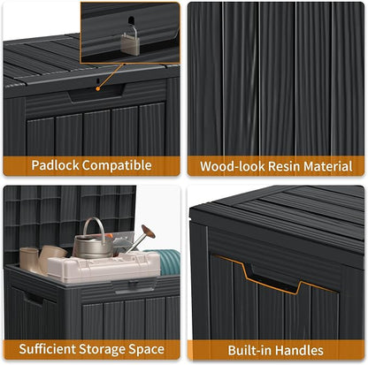 28 Gallon Resin Deck Box, Lockable Patio Outdoor Storage Box - Image 4