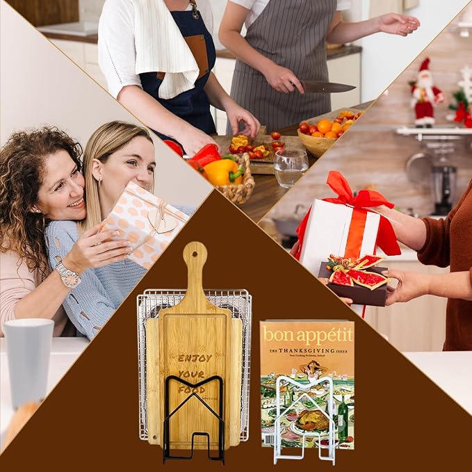 SUNFICON Cutting Board Rack Chopping Board Organizer Stand Holder Kitchen - Image 6