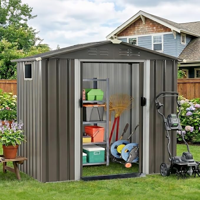 Vongrasig 6x4 FT Outdoor Storage Shed, Metal Graden Shed - Image 2