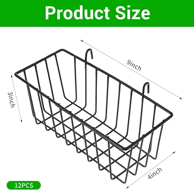 12 Pcs Wire Baskets, Wall Grid Panel Hanging Baskets - Image 2