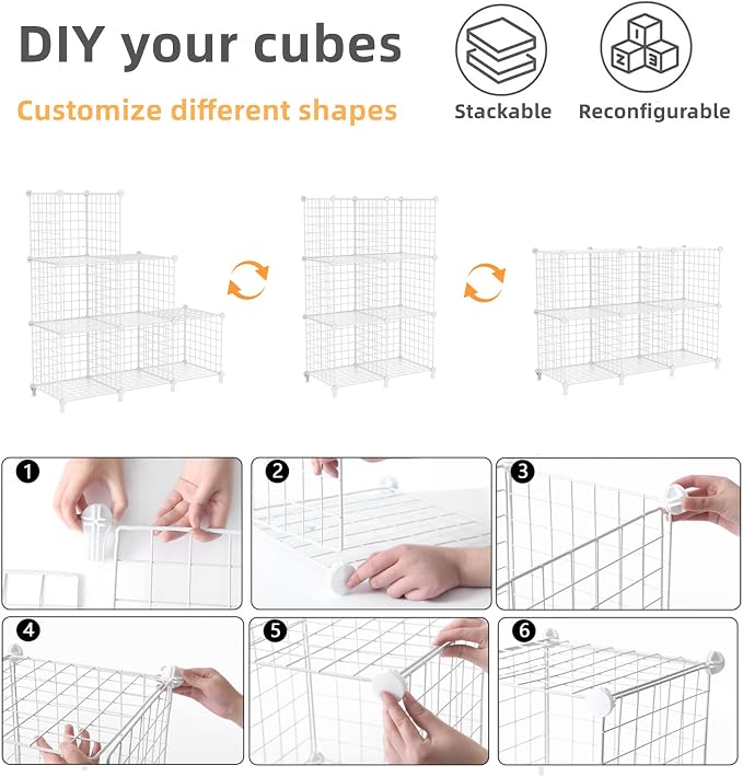 AWTATOS Wire Cube Storage, 6 Cube Closet Organizer Storage Shelf, Portable - Image 5