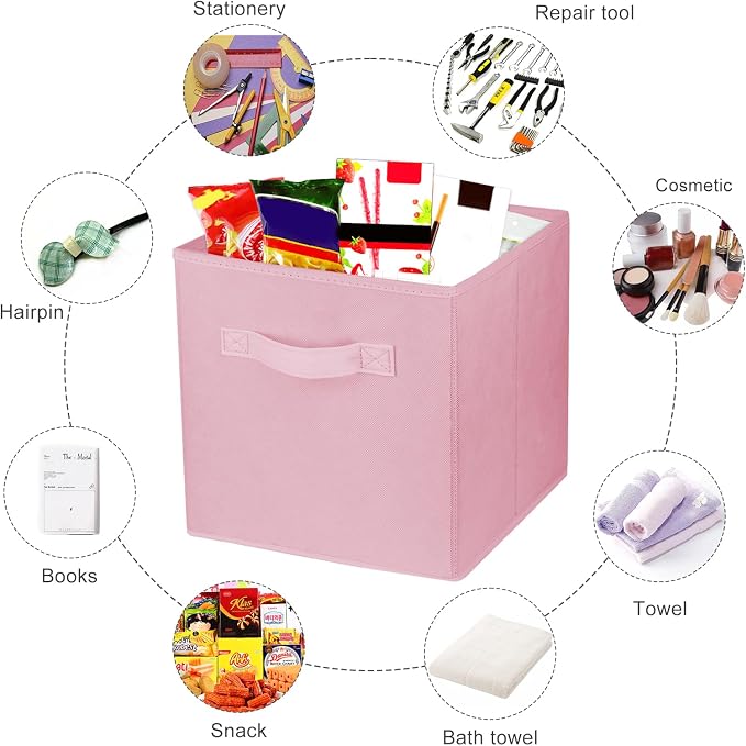 2 Pcs Storage Cubes, 10.5 Inch Collapsible Storage Bins, Fabric Foldable Bins - Image 5