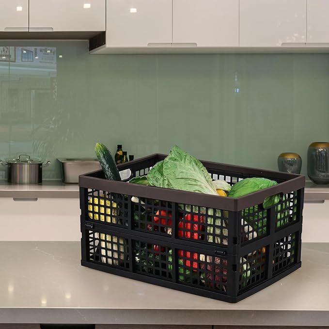 Gloreen 4-Pack 42 L Plastic Collapsible Storage Crate, Folding Storage Crates - Image 5
