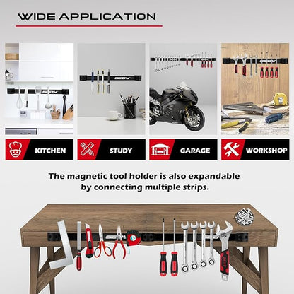 SEDY 7-Piece 12" Magnetic Tool Holder Storage Organizer, Garage Wall Mount Rack - Image 7