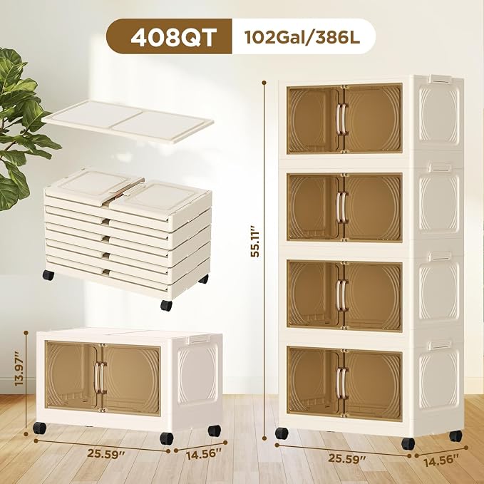 102QT Plastic 4 Tier Storage Bins - Image 2