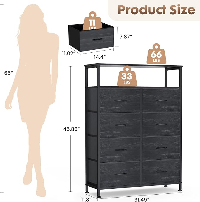 DUMOS 8 Drawer Fabric Dresser - Image 3