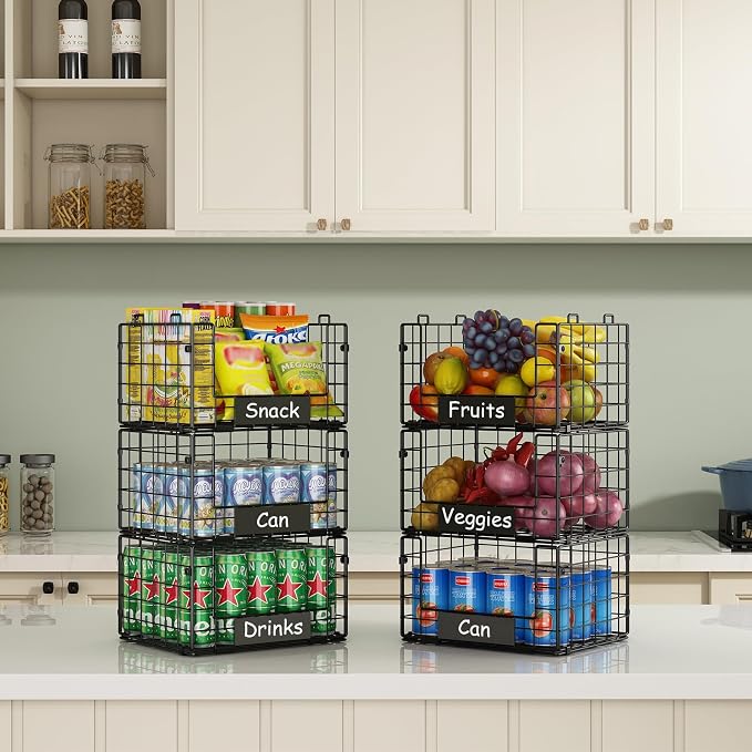 3 Pack XL Stackable Wire Baskets - Image 3