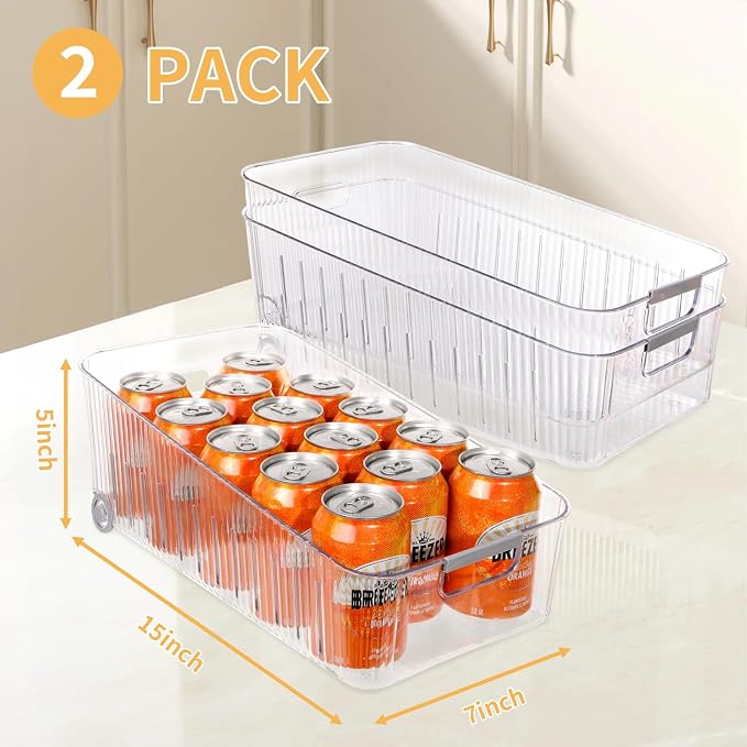 Refrigerator Organizers and Storage 2pcs Rolling Storage Bins Fridge Organizer - Image 5