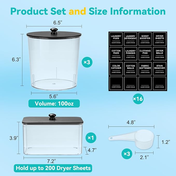 Laundry Pods Container & Dryer Sheet Holder, Laundry Room Organization and - Image 2