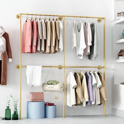 Gold Pipe Clothing Racks Wall Mount Gold Clothes Rack, Heavy Duty Industrial - Image 5