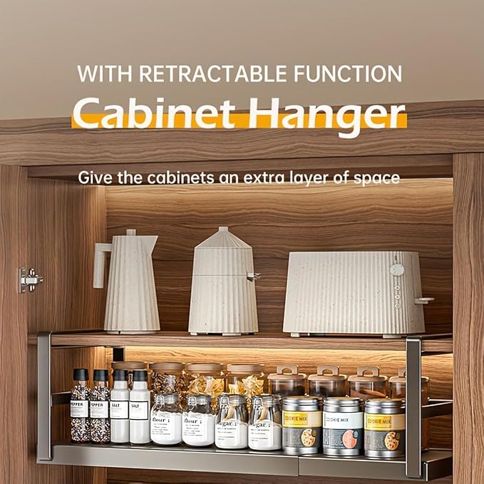 Hanging Under Shelf Storage Basket, Adjustable Width Under Cabinet Add-on - Image 3