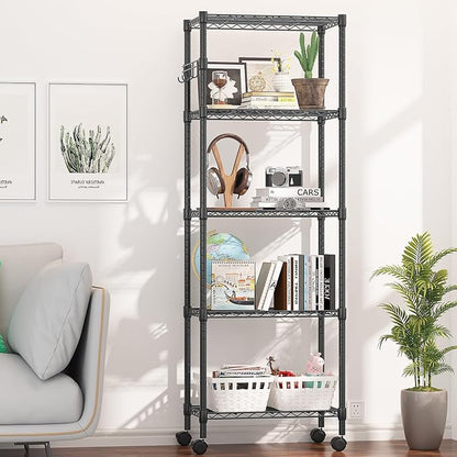Himimi 5-Tier Wire Shelving Unit on Wheels, Adjustable Heavy Duty Metal Shelves - Image 2