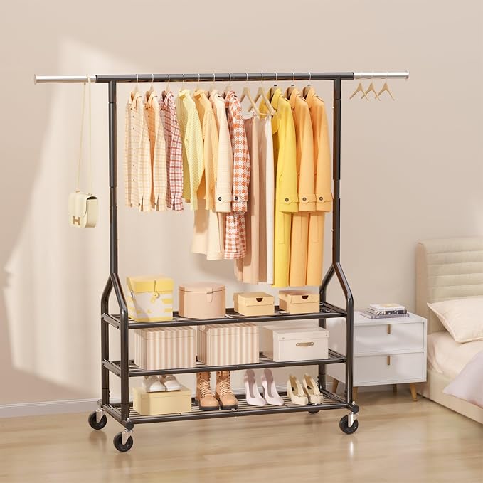 EAGMAK Heavy Duty Clothes Rack Load 556 LBS, Rolling Clothing Rack - Image 8