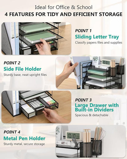 WALI Desk File Organizer, 5 Tier Desktop Paper Letter Tray Organizer - Image 4