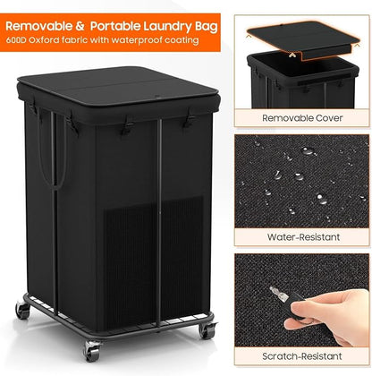 160L Laundry Hamper with Lid, Rolling Laundry Basket with Wheels, Large & Tall - Image 5