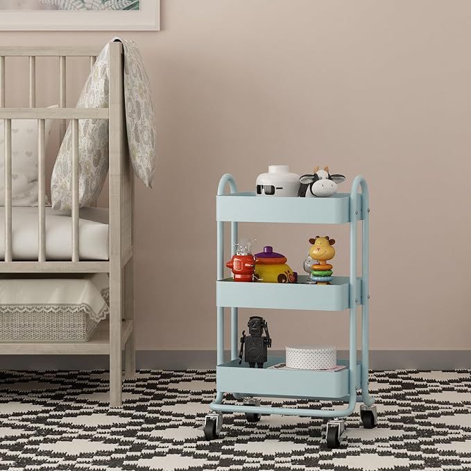 Metal Rolling Cart, 3-Tier Metal Rolling Cart - Image 5