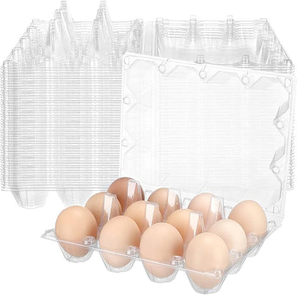 Tanlade 100 Pcs Plastic Egg Carton, 12 Grids Clear Chicken Egg Tray Disposable by Tanlade