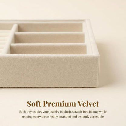Elsjoy 8 Pack Velvet Jewelry Trays, Stackable Jewelry Organizer Trays - Image 5