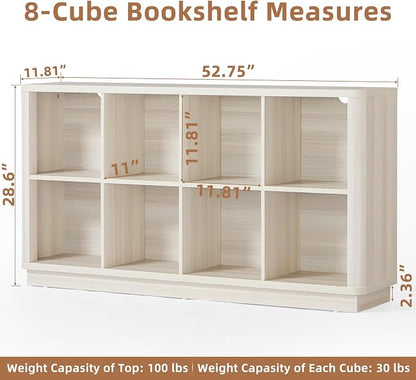 8 Cube Storage Bookcase, Wooden Floor Standing 2-Tier Cubby Console Bookshelf - Image 2