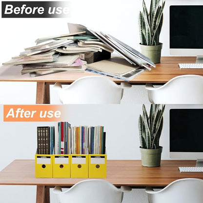 Limitliho 2 Pack Yellow Cardboard Magazine Holder - Image 6