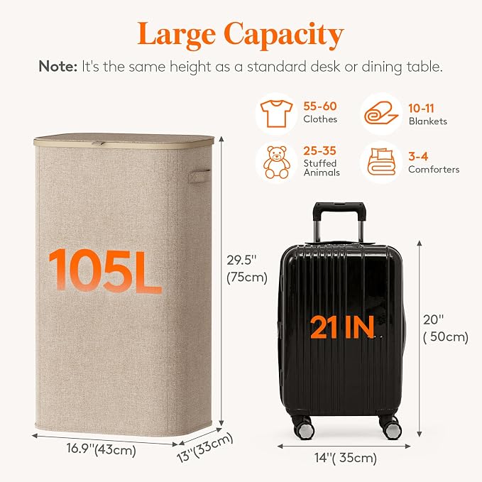 Lifewit 105L Large Laundry Basket - Image 3
