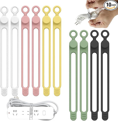 Silicone Cable Straps, Reusable Cable Ties，Travel Cord Organizer，Wire Organizer by ELECTRONICACCESSORIES