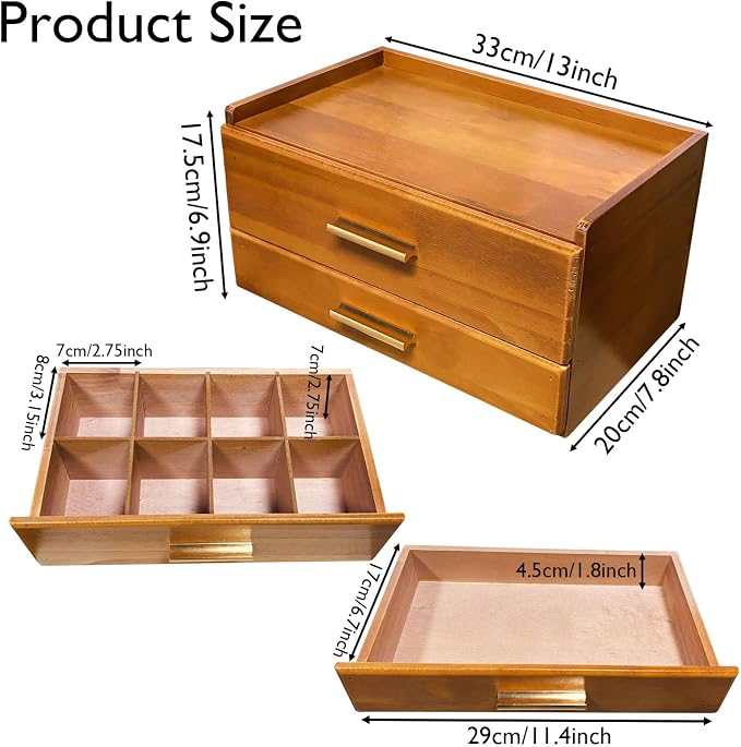 Wooden Tea Bag Organizer, Acacia Drawer Wood Storage Box, Teabag Holder - Image 2