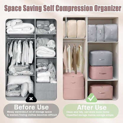 Ultra Space Saving Self Compression Organizer, 4 Pack Comforter Storage Bags - Image 2