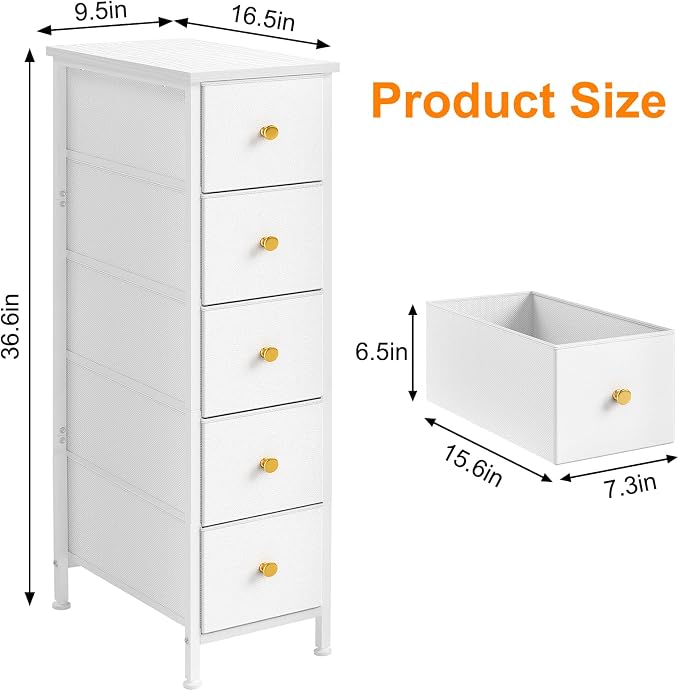 Fixwal Narrow Storage Cabinet, Narrow Nightstand Dresser - Image 2