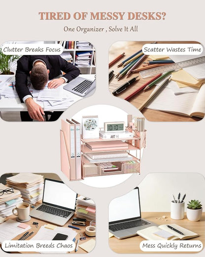WALI Desk File Organizer, 4 Tier Desktop Paper Letter Tray Organizer - Image 3