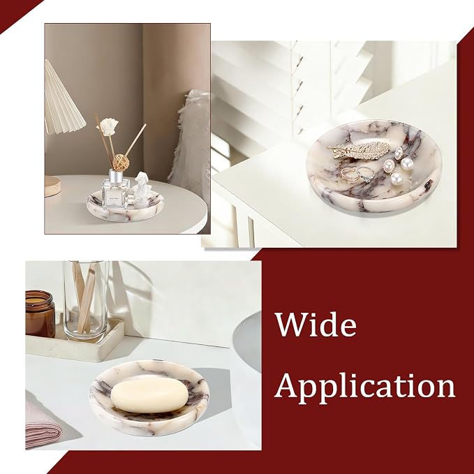Hipiwe Decorative Key Holder for Entryway Table Round Key Bowl Marble - Image 5