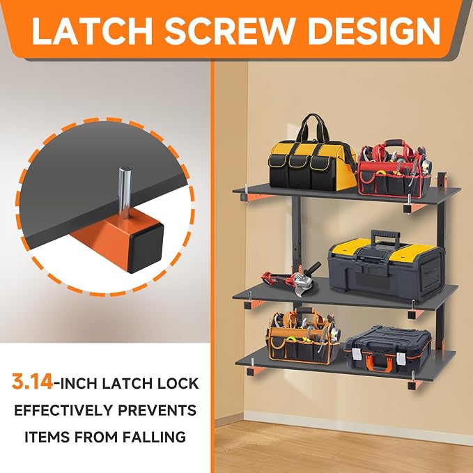 6 Pack Lumber Rack Wall Mount, Heavy Duty Wood Storage Racks, 9-Level System - Image 3