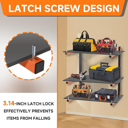 6 Pack Lumber Rack Wall Mount, Heavy Duty Wood Storage Racks, 9-Level System - Image 3