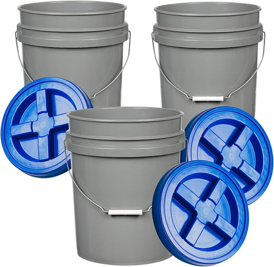 House Naturals 5 Gallon Food Grade BPA Free Made in USA Pails Gray Bucket by House+Naturals