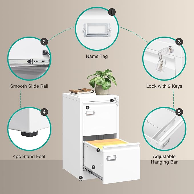 SISESOL 2 Drawer File Cabinet - Image 6