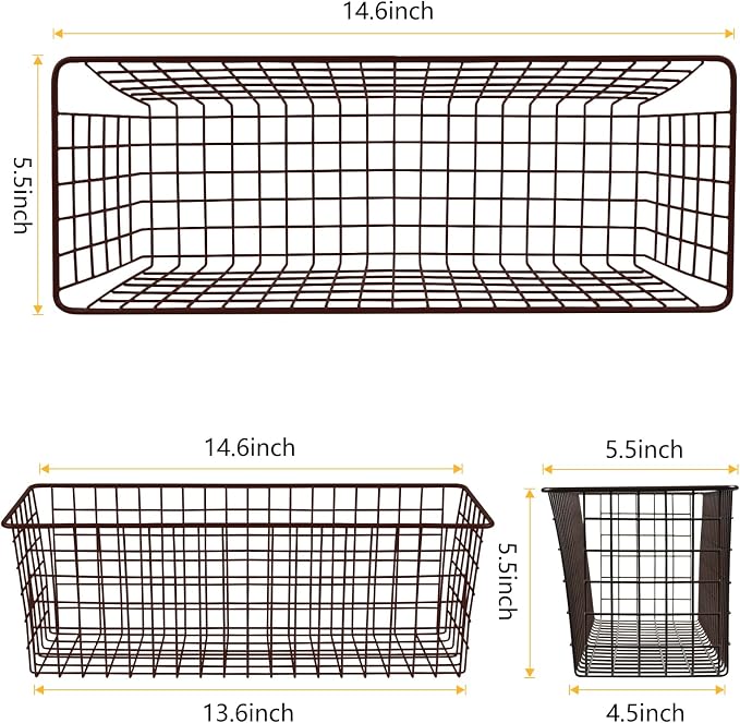 2 Sets Brown Extra Large Hanging Wall Basket - Image 2
