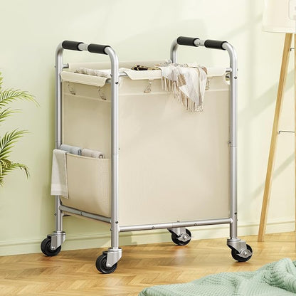 Laundry Basket with Wheels, Rolling Laundry Sorter Cart with Side pockets - Image 8